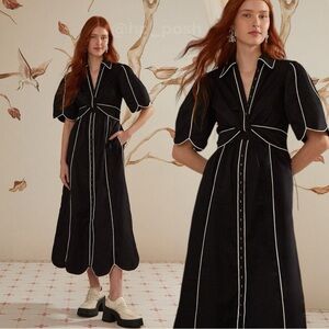 FARM Rio Black Dress with White Contrast Detail